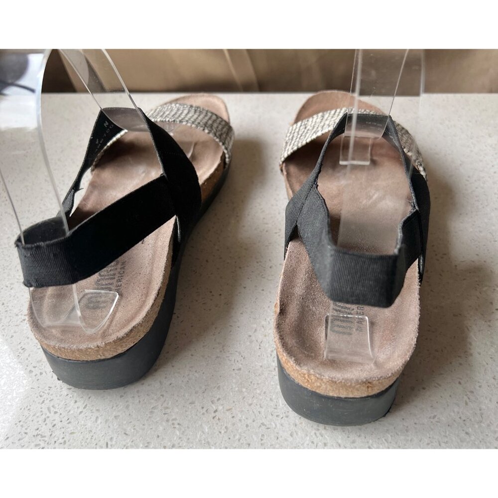 Munro Womens Sandals 9N Black Elastic Straps & Silver Faux Leather Toe Strap Wit - Picture 7 of 11